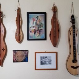 dulcimer wall with Wayne's Kandinsky pic.jpg