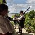 Bag pipers on the porch