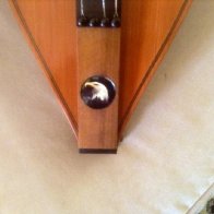 Tail end of fretboard with eagle inlay