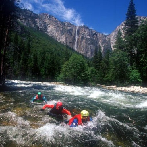 riverboarding in Yosemite